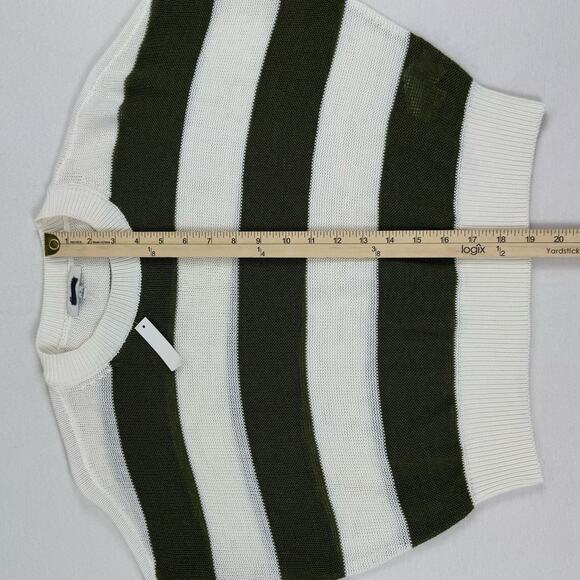 Madewell Sweater Womens Medium White Green Stripe Loose Knit Crewneck - Picture 13 of 14